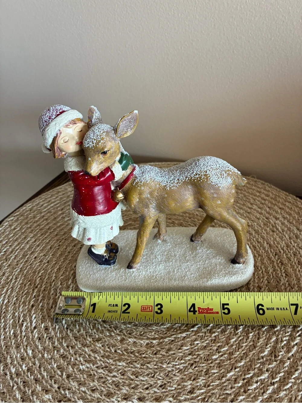 Hobby Lobby Girl Hugging/Kissing Deer Holiday Figurine
